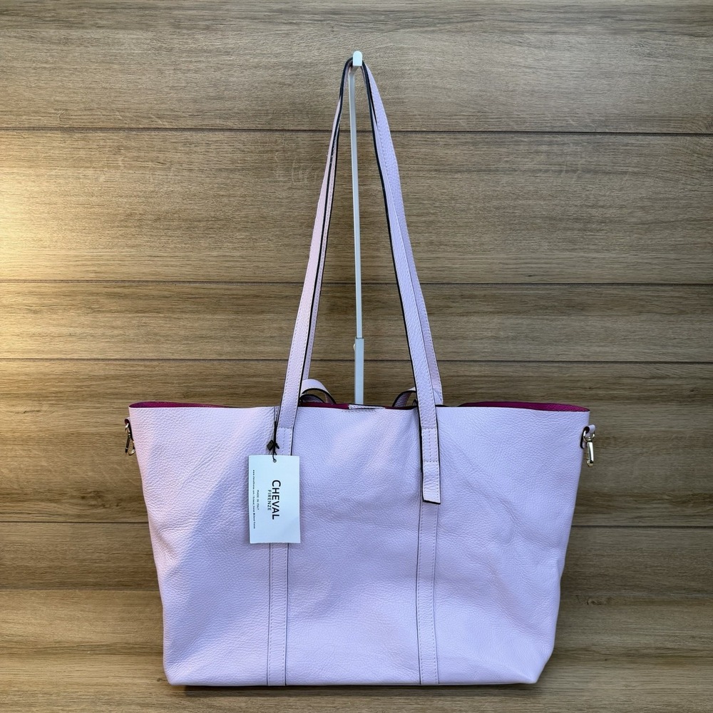 New Cheval Firenze Italian Leather Tote Shoulder Bag Double Handles Purple Pink